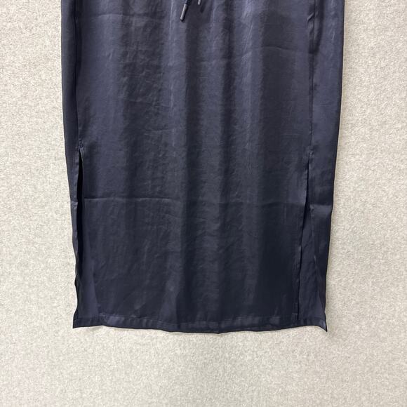 Lululemon Glide Away Navy Blue Side Slit Satin Pull-On Slip Midi Skirt Size 6 - Picture 7 of 14